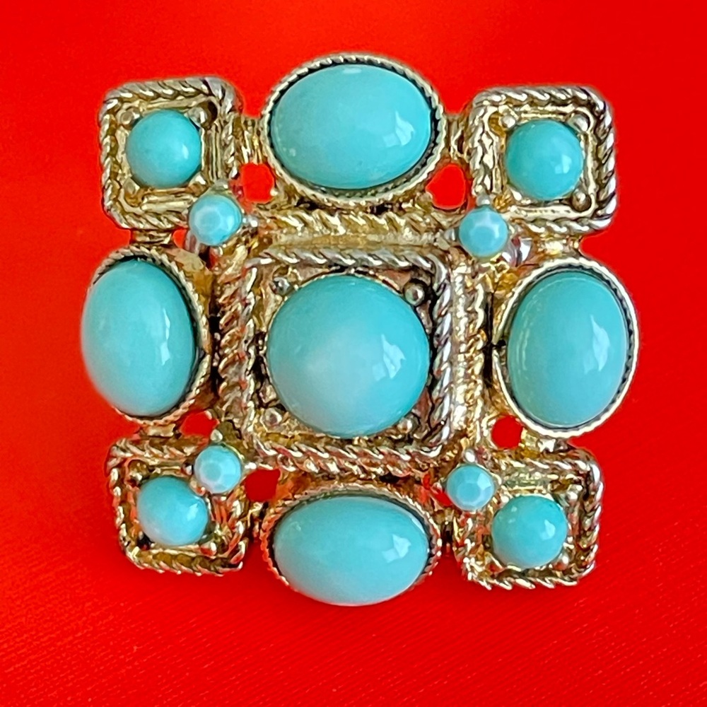 Gold-Tone Turquoise Statement Ring - Women Jewelry